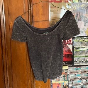 grey ribbed crop top